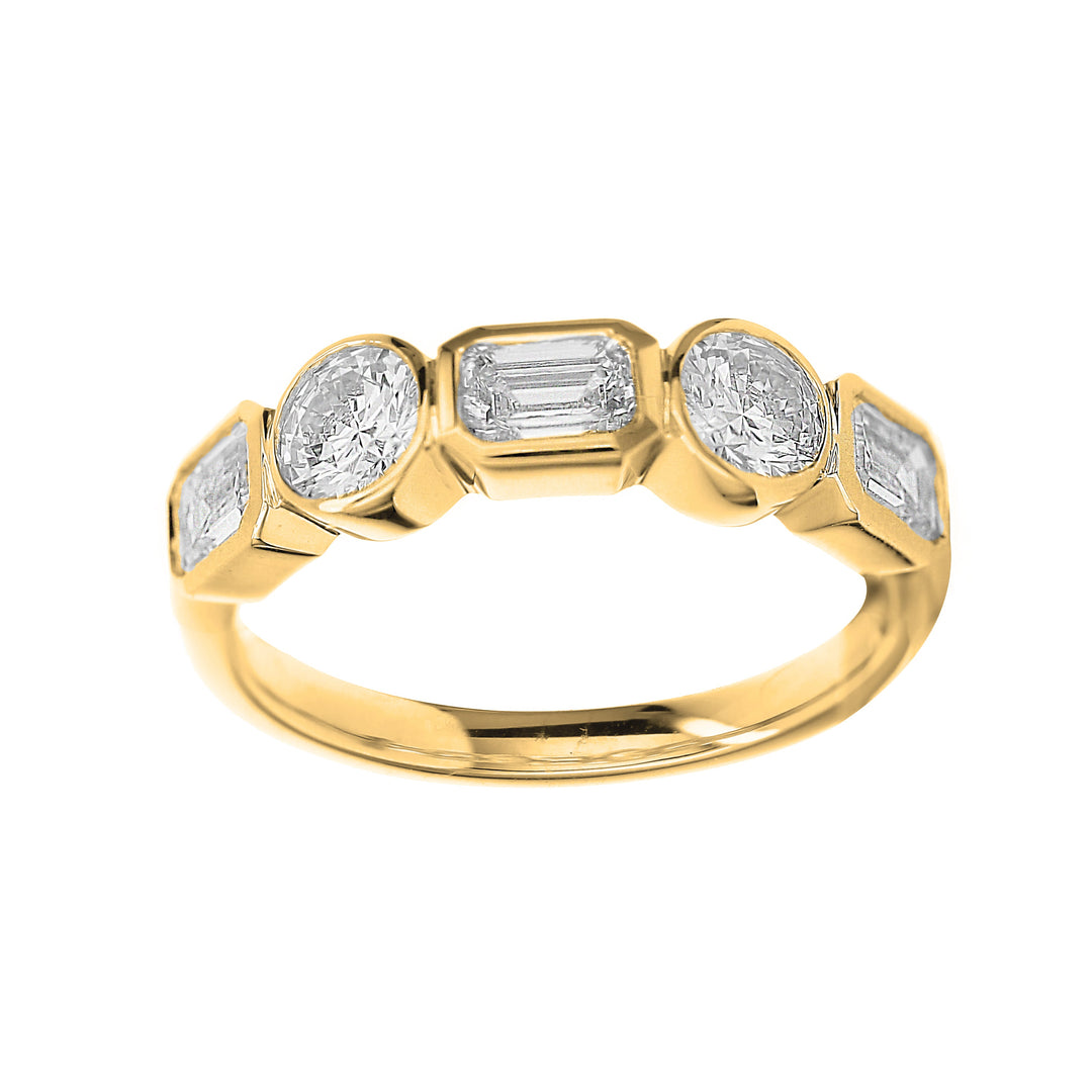 Round Brilliant and Emerald Cut Diamond Band