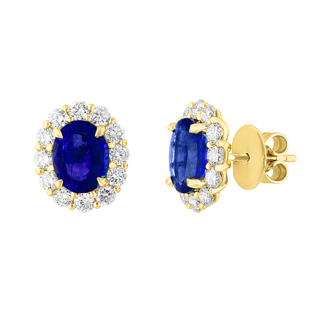 Sapphire and Diamond Stud Earrings