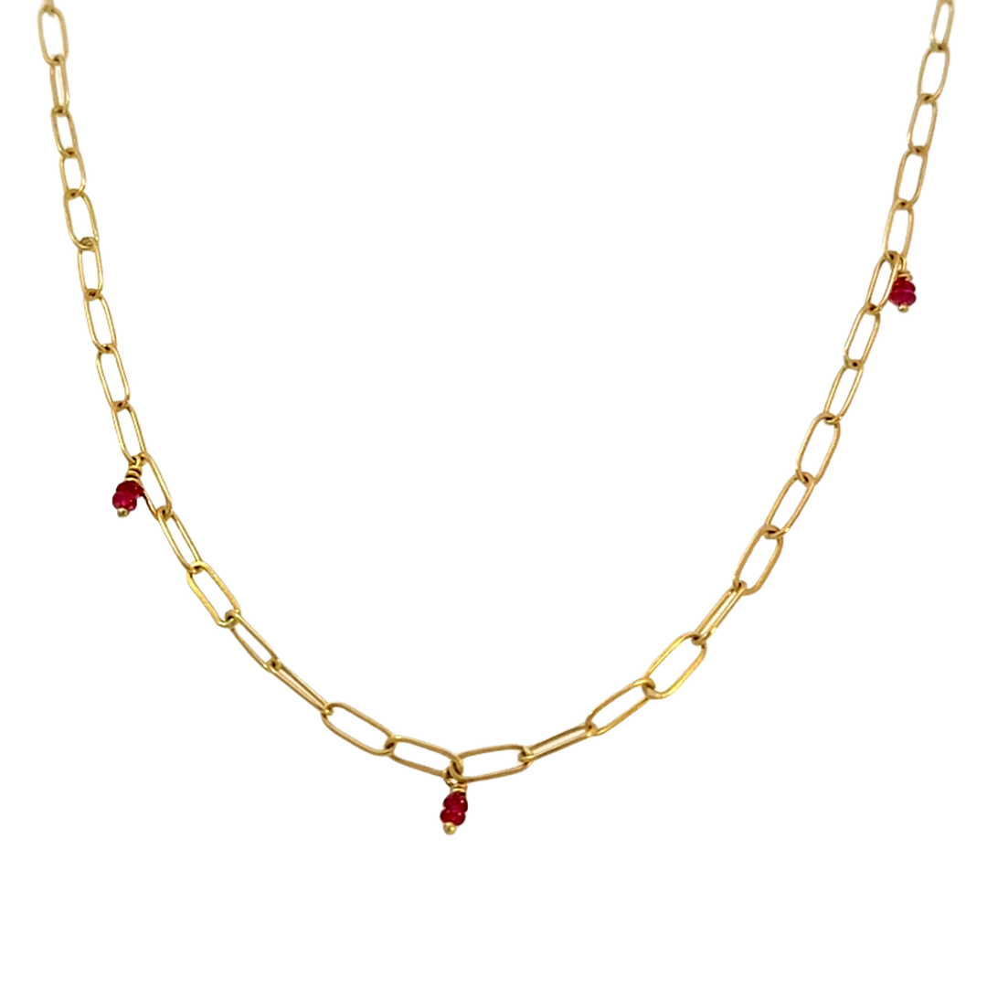 Link Chain with Ruby Beads