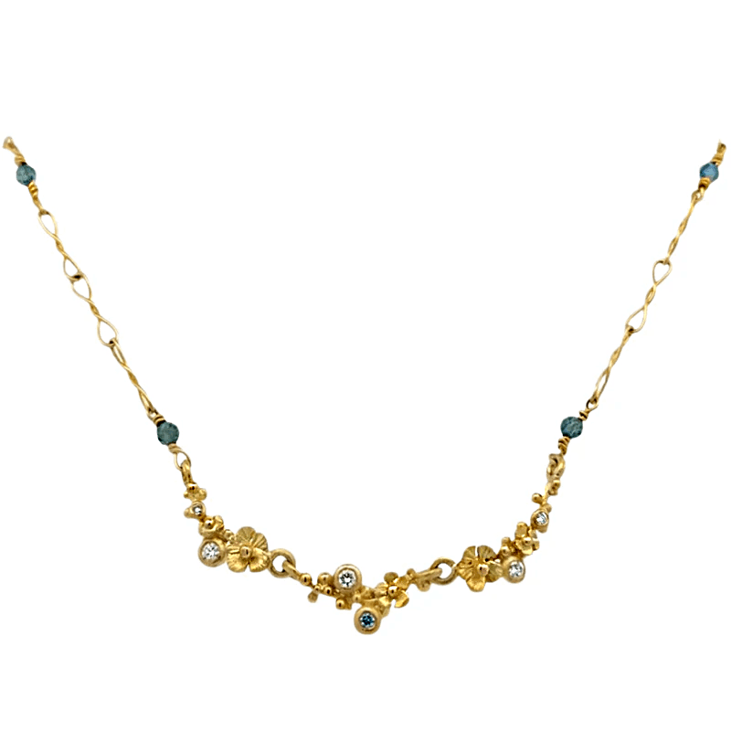 Sapphire Bead Flower Necklace
