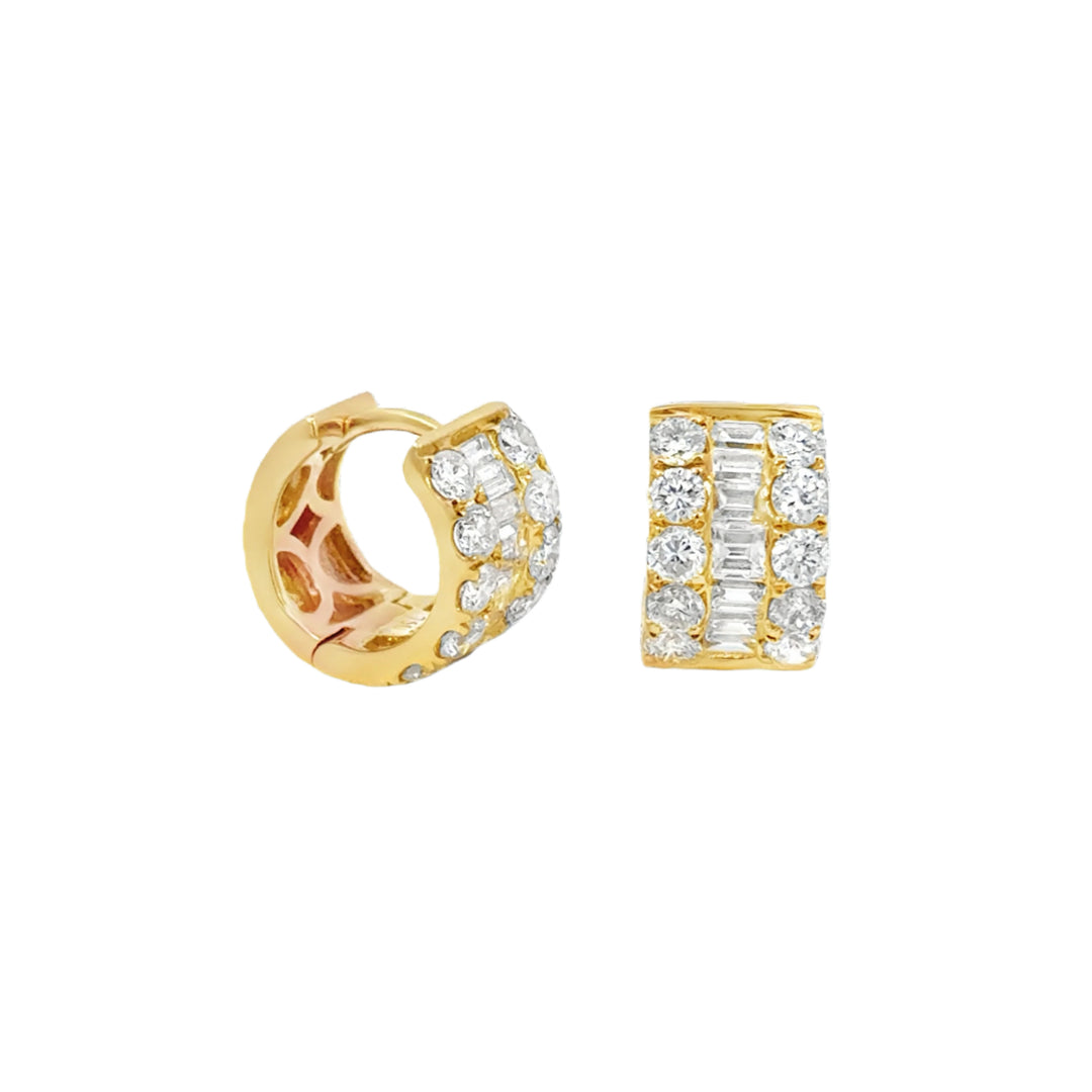 Baguette Diamond Huggie Hoop Earrings