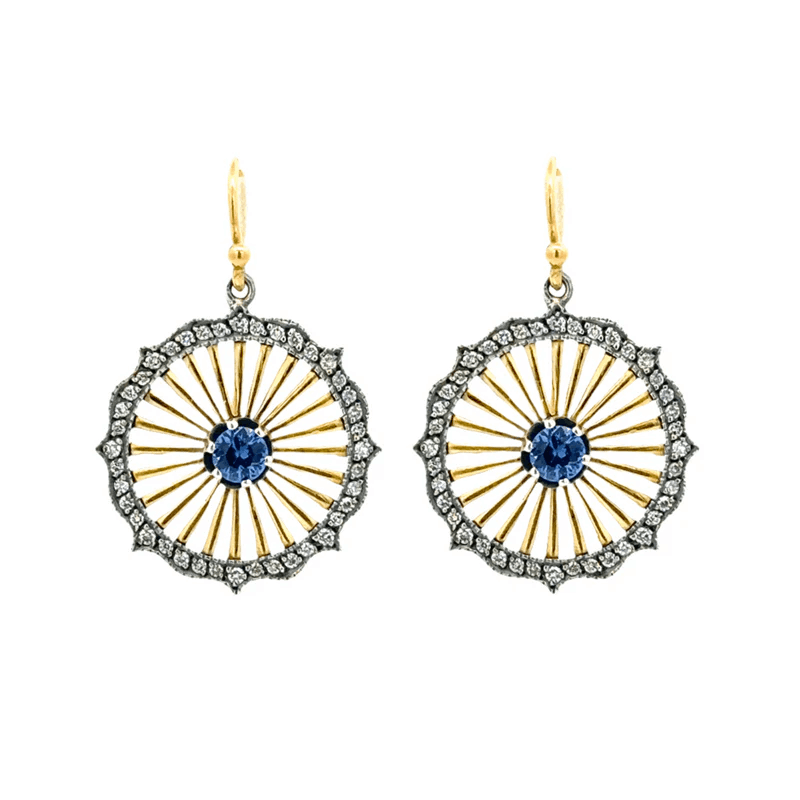Sapphire Deco Drop Earrings