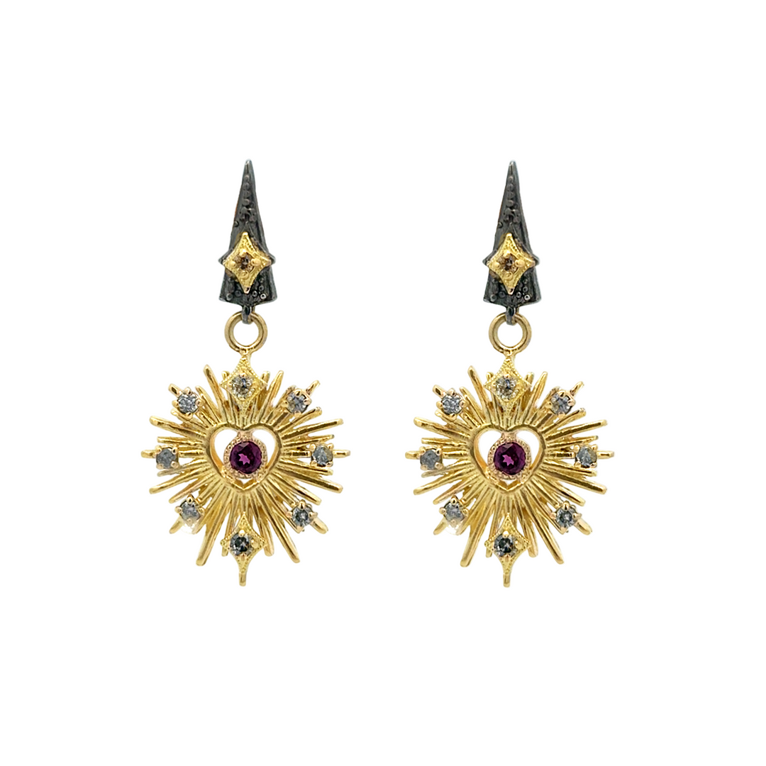 Heart Burst Drop Earrings