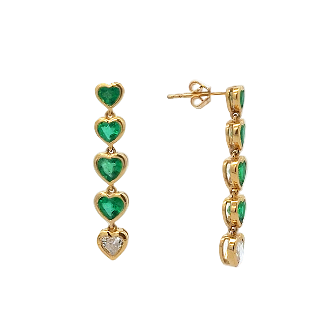Emerald Heart Drop Earrings