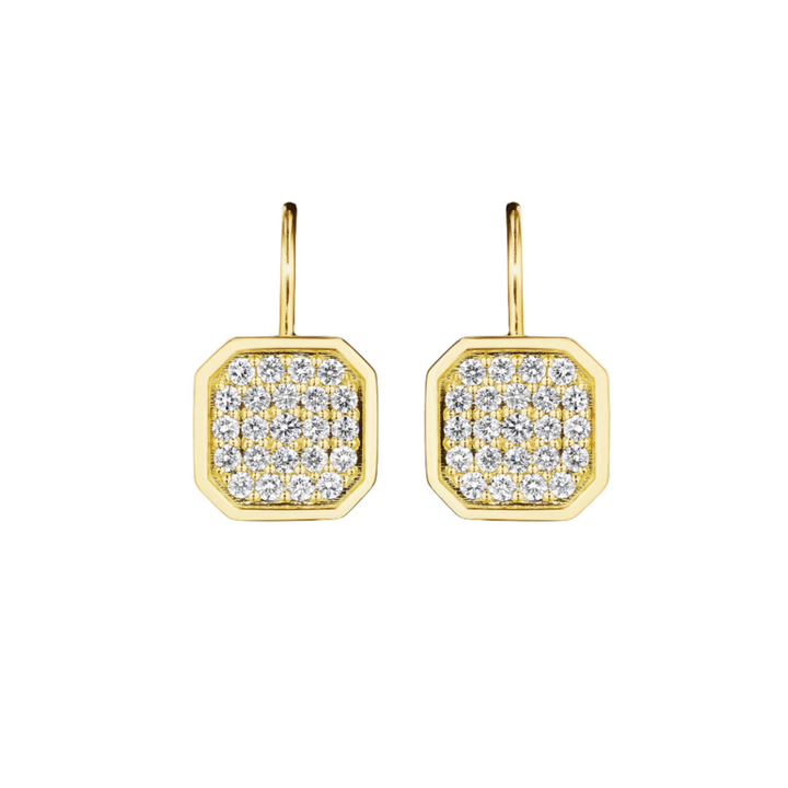 Asscher Shape Pavé Drop Earrings