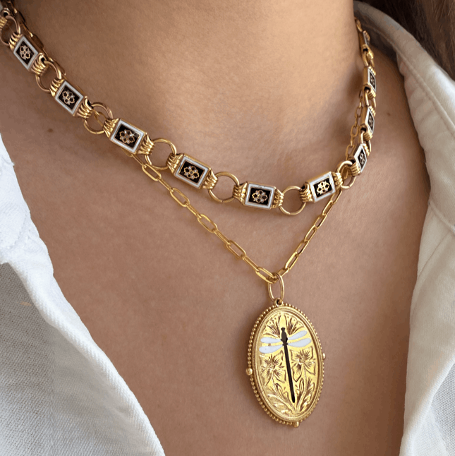 Vintage Swiss Enamel Necklace